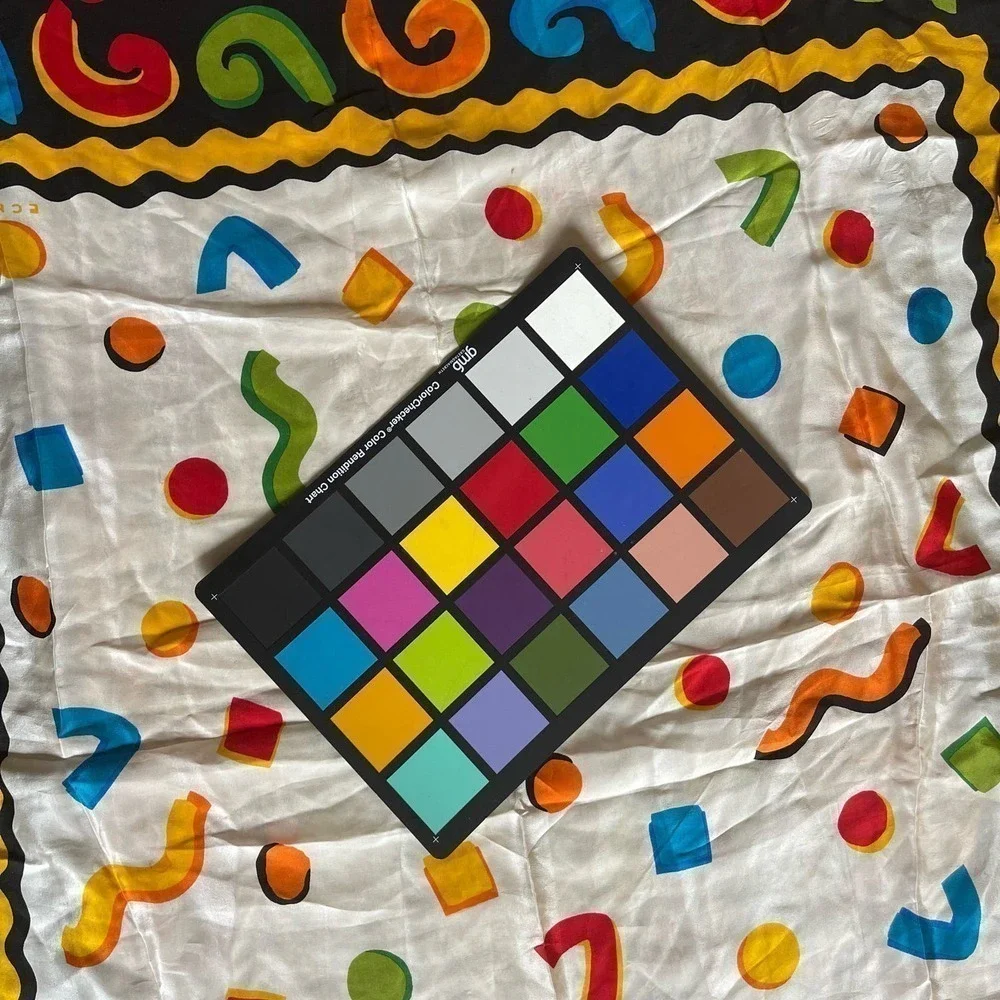 Vintage 1990s Echo Silk Graphic Pattern Square Scarf Classic Saved by the Bell
